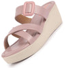 Women Platform Wedge Heel Open Toe Sandals Height Enhancer Criss Cross Strap Slip-On Sandal