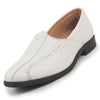 Men White Broad Feet Traditional Wedding Slip On Ethnic Juttis and Mojaris|Party Slip On Evening Shoes|Striped Textured Mojaris