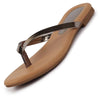 Women Metal Shiny Sleek T-Strap Slipper With Cushioned Footbed|Flat Slipper For Party|Office Wear|Weekend