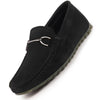 Men Black Horsebit Buckle Suede Leather Slip On Driving Loafers