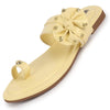 Women Lemon Bow Design Toe Ring Slip On Flats Slippers