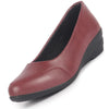 Women Maroon Formal Platform Wedge Heel Slip On Ballerina Shoes