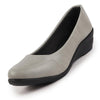 Women Grey Formal Platform Wedge Heel Slip On Ballerina Shoes