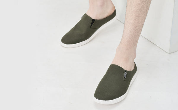 Men Olive Green Casual Canvas Slip-On Shoes