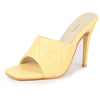 Women Yellow Open Toe Quilted Stiletto Heel Slip-On Slipper Sandals|Soft Padded Insole|Semi Formals Outfit Sandals