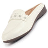 Women Perforated Strap Mule Wedge Formal Moccasin Casual Slip On Backopen Loafers Work Office Wear Shoes