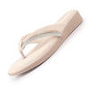Women Cream Elegant Embellished Shimmery Wedding T-Strap Flat Slip On Slippers|Soft Cushioned Footbed|Party, Reception, Festive