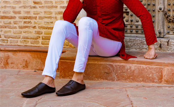 Men Blue Ethnic Slip-On Juttis
