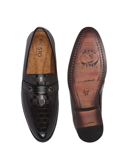 Men Brown Casual Patent Leather Slip-On Loafers