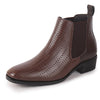 Men Brown Textured/Embossed High Ankle Slip On Chisel Toe Chelsea Boot with Block Heel | Office Casual, Biking Winter Boot with Extra Comfort Memory Cushioned Insole
