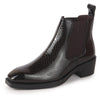 Men Brown Textured/Embossed High Ankle Chisel Toe Slip On Chelsea Boot | Stylish, Durable & Comfortable Cuban Boots | Memory Cushioned Insole