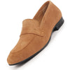 Men Tan Suede Leather Penny Loafer Shoes