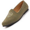 Men Olive Traditional Ethnic Embroidered Design Velvet Slip On Juttis & Mojaris For Party|Wedding|Festival