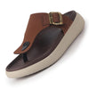 Men Tan Buckle Adjustable T-Strap Side Stitched Summer Waterproof Slip On Sandals|Comfort Featherlite Insole|Thong Slipper for Monsoon Rainy Season