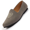 Men Grey Traditional Ethnic Embroidered Design Velvet Slip On Juttis & Mojaris For Party|Wedding|Festival