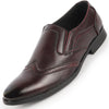 Men Cherry Party Formal Office Genuine Leather Brogue Slip On Shoes