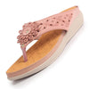 Women Pink Floral Design Orthopedic Cushioned Wedge Thong Slippers| Slip-On Open Toe Comfort Sandals For Casual, Daily Office Work Wear