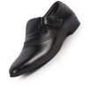 Men Black Genuine Leather Broad Feet Breathable Slip On Pathani Shoe Style Sandals with Adjustable Strap|Memory Cushion Insole|Formal Office Wear