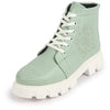 Women Pista Green Outdoor Winter High Top Chunky Lace Up Casual Boots