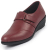 Women Maroon Outdoor Fashion Hook and Loop Platform Heel Wedges