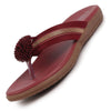 Women Cherry Shiny Beads T-Strap Slipper With Cushioned Footbed|Party|Office Wear|Weekend
