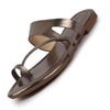 Women Metal Glossy Toe Ring Elastic Cross Strap Ethnic Slipper With Cushioned Footbed|Flat Slipper For Party|Festive|Wedding
