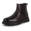 Men Cherry Genuine Leather Slip On Boots|Chelsea Work Boots|Lightweight Memory Cushion Shoes|Formal Boots