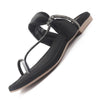 Women Black Elegant Toe-Ring Embellished Flat Slip On Sandals|Party Slippers with Soft Cushioned Insole|Festive and Casual Outings