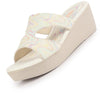 Women Pink Open Toe Printed Height Enhancer Slip On Wedges|Slipper Sandals for Work|Office Wear