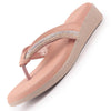 Women Pink Elegant Embellished Shimmery Wedding T-Strap Flat Slip On Slippers|Soft Cushioned Footbed|Party, Reception, Festive
