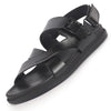 Men Black Open Toe Hook & Loop Adjustable Strap Criss Cross Dress Slip On Sandals|Non Skid Sole Slippers|PU PAD Insole