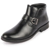 Men Black Mid Top Buckle Side Zipper Single Strap Monk Boots