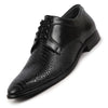 Men Black Leopard Textured Derby Formal Lace Up Shoes For Office|Work|Wedding|Party