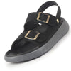 Men Black Open Toe Double Adjustable Strap Stitched Waterproof Sandals with Back Support|Soft Cushioned Insole|Lightweight Summer Slip-On Slipper|Perfect For Monsoon Rainy Season