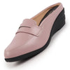 Women Peach Formal Back Open Platform Wedge Heel Slip On Loafer Shoes