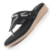 Women Black Embellished Wedding Slip-On Flats with Bow Design Studded T-Strap|Ethnic Wedge Sandals with Cushioned Insole|Party, Festive