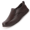 Men Brown Premium Finish Round Toe Formal Slip-On Shoes | Comfort Office Loafers with Memory Cushioned Insole | Broad Feet Ultra Lightweight Anti-Skid Sole