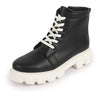 Women Black Outdoor Winter High Top Chunky Lace Up Casual Boots