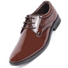Men Tan Patent Leather Party Formal Embossed Design Office Lace Up Derby Shoes