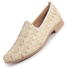 Men Brown Embroidery Design Fabric Upper Party Slip On Shoes|Ethnic Juttis and Mojaris For Wedding|Traditional Slip-Ons Shoe with Memory Cushioned Insole