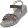 Women Grey Open Toe Multi Color Strap Platform Woven Design Slip On Sandals