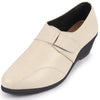 Women Cream Outdoor Fashion Hook and Loop Platform Heel Slip On Shoes
