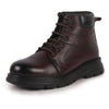 Men Tan Genuine Leather Lace Up Ankle Boots|High Ankle Shoes|Featherlite Memory Cushion Boots|Casual and Work Wear