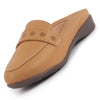 Women Perforated Strap Mule Wedge Formal Moccasin Casual Slip On Backopen Loafers Work Office Wear Shoes
