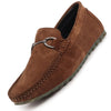 Men Camel Horsebit Buckle Suede Leather Slip On Driving Loafers