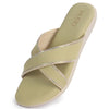 Women Green Embellished Slip-On Open Toe Ortho Flats with Cross Strap | Sandals for Wedding, Party, Ethnic Wear | All Day Flat Slippers