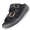 Men Black Open Toe Buckle Strap Stitched Waterproof Sandals|Soft Cushioned Insole|Summer Slip-On Slipper|Perfect For Monsoon Rainy Season