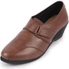 Women Brown Outdoor Fashion Hook and Loop Platform Heel Slip On Shoes