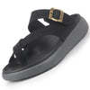Men Black Toe Ring Criss Cross Buckle Strap Side Stitched Waterproof Summer Slip On Sandals|Comfort Sole|Lightweight Slippers for Rainy Monsoon Season