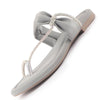 Women Light Grey Elegant Toe-Ring Embellished Flat Slip On Sandals|Party Slippers with Soft Cushioned Insole|Festive and Casual Outings